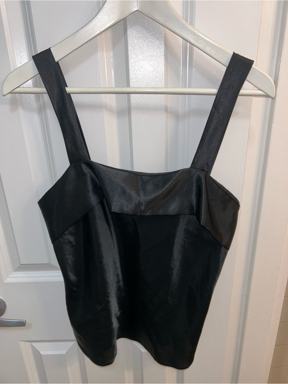 Vintage black silk Square-Neck Tank Top